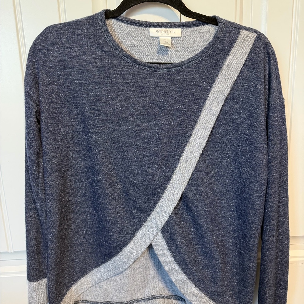 Motherhood Navy and Light Gray Maternity Top